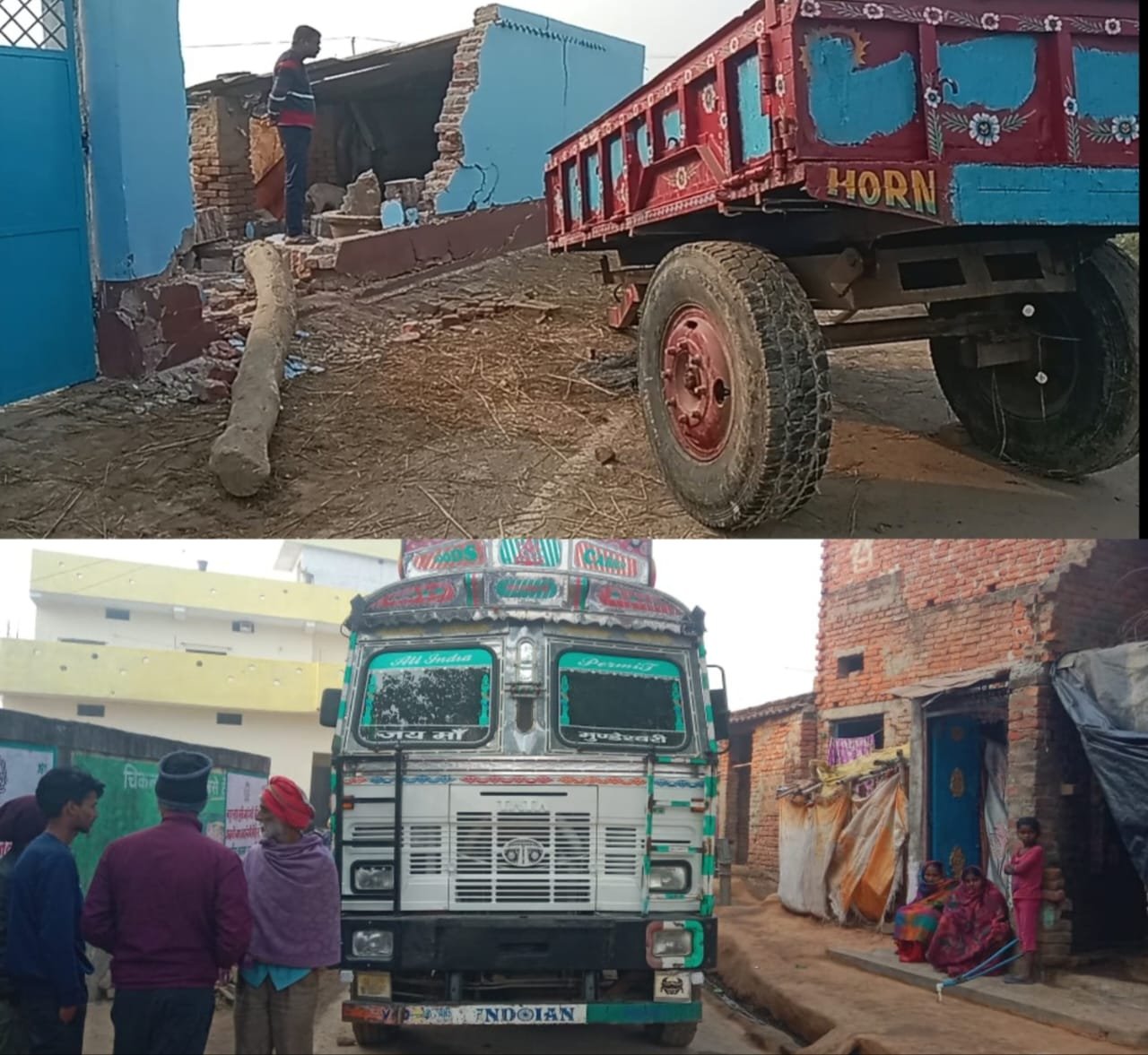 हिंदी समाचार |ओवरलोड ट्रक घुसा गांव में...