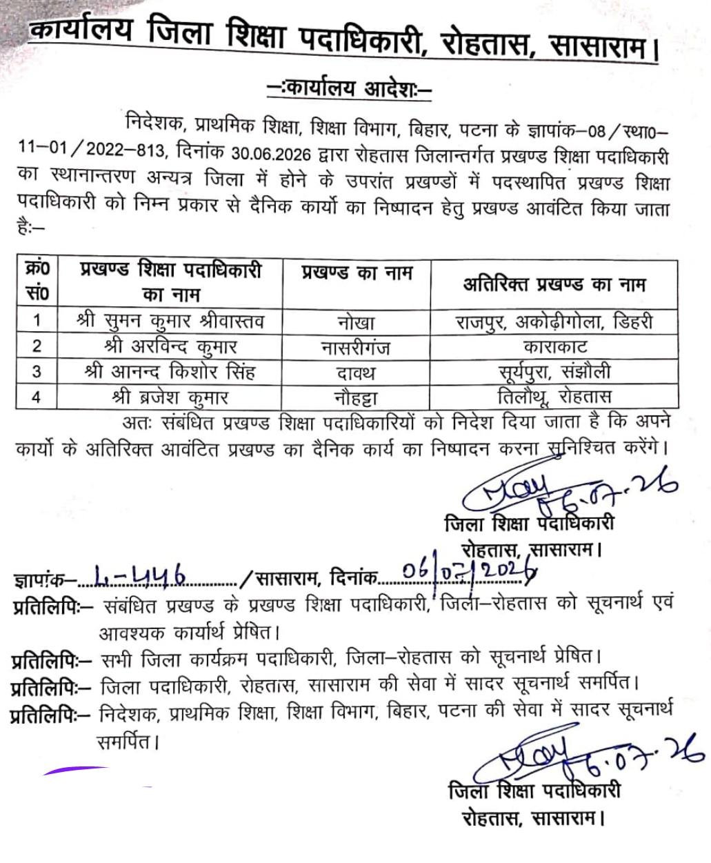 हिंदी समाचार | चार बीईओ को मिला आठ प्रखंड का...