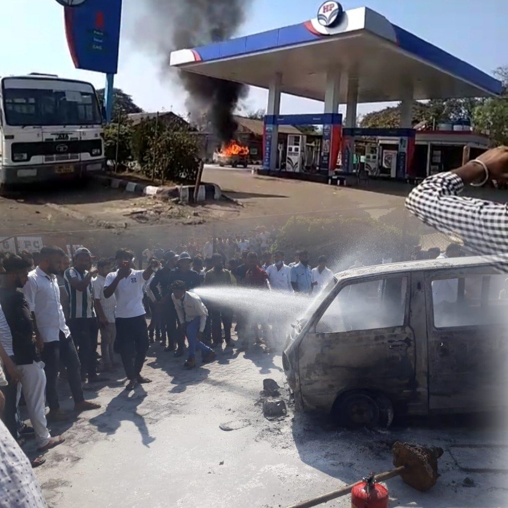 हिंदी समाचार |CNG पेट्रोल पम्प पर जली ओमनी कार